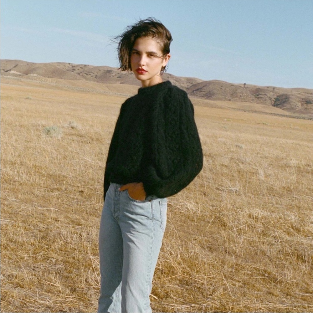 Dôen Baby Alpaca Tudor Sweater in Black size XS